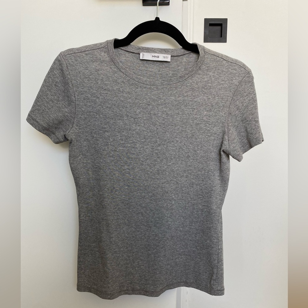 MANGO ribbed slim fit tee